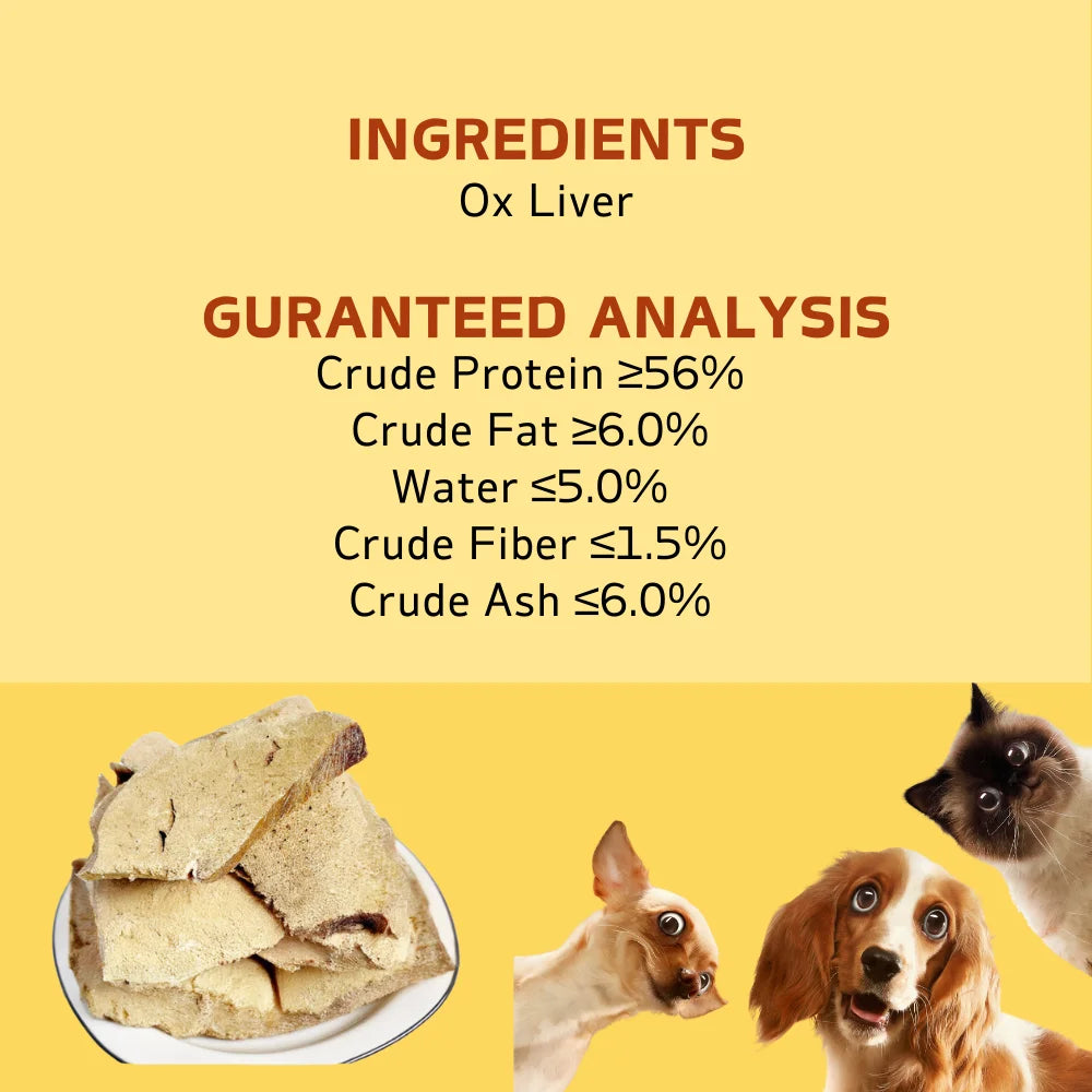 7.05oz/14.11oz(200g/400g) Beef Liver Slice, All Natural Ingredients, Natural Dog Treats, Healthy, Easily Digestible