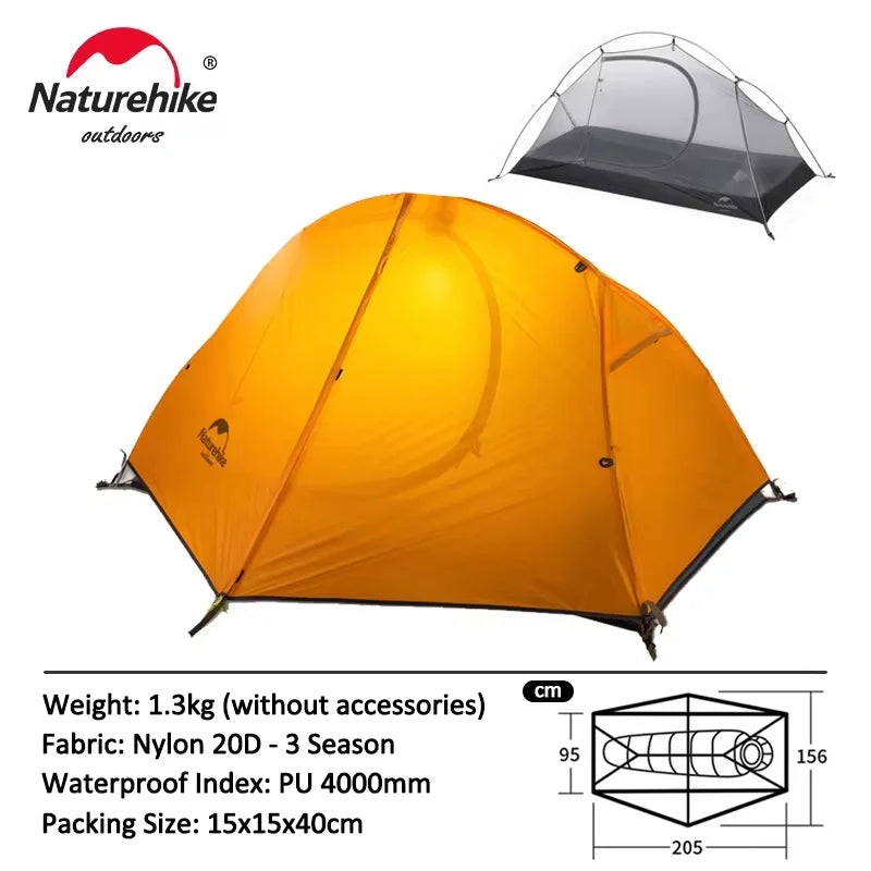 Naturehike Cycling Tent 1 Person Ultralight Backpacking Tent Double Layer Fishing Beach Tent Outdoor Travel Hiking Camping Tent