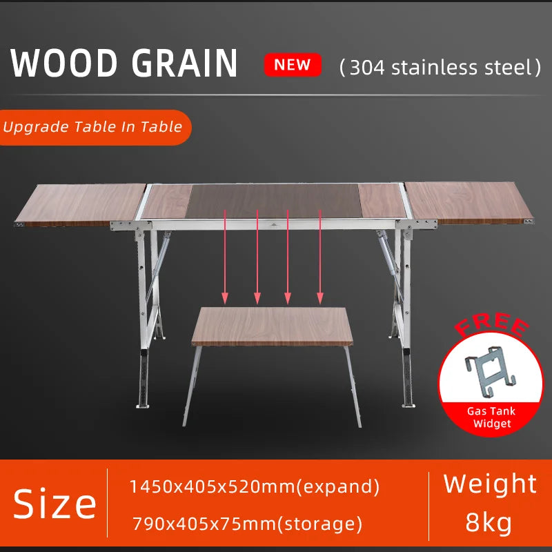IGT Folding Table 304 Stainless Steel IGT Series Set Portable Outdoor Vacation Party Camping Picnic BBQ Table Set Wild Journey
