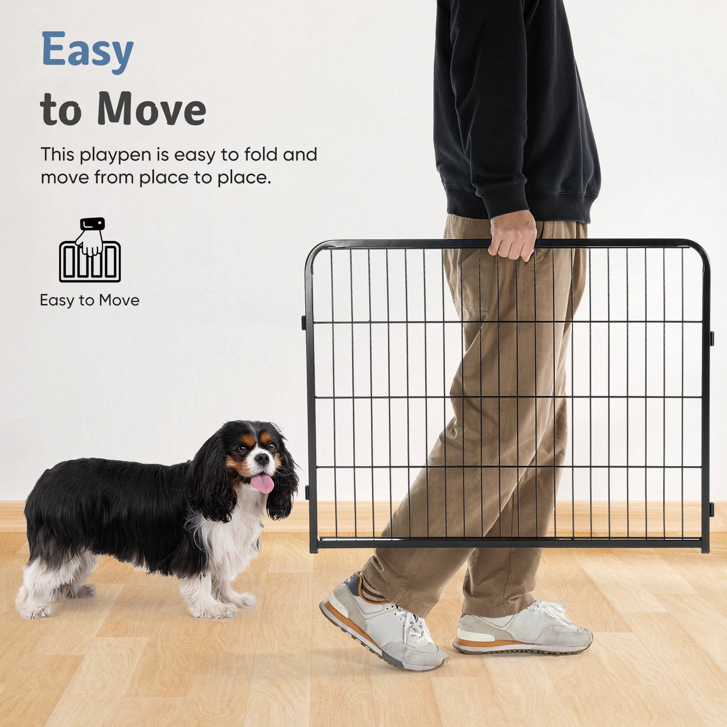 JHK 16 Panel Dog Playpen Indoor Pet Fence Exercise Yard Gate Heavy Duty Metal Dog Pen with Doors for Camping Outdoor