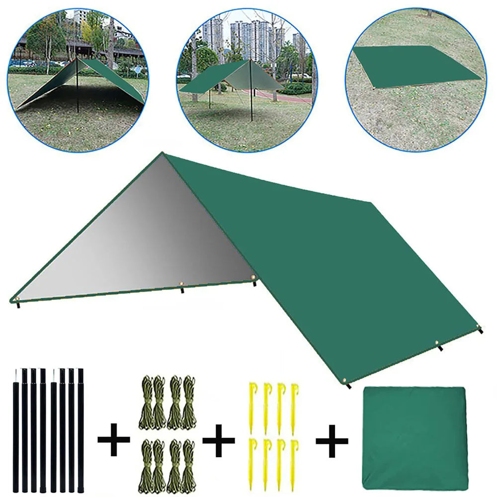 Camping Tarp Waterproof Portable Tarp Multifunctional Outdoor Camping Traveling Awning Backpacking Tarp Shelter Rain Tarp