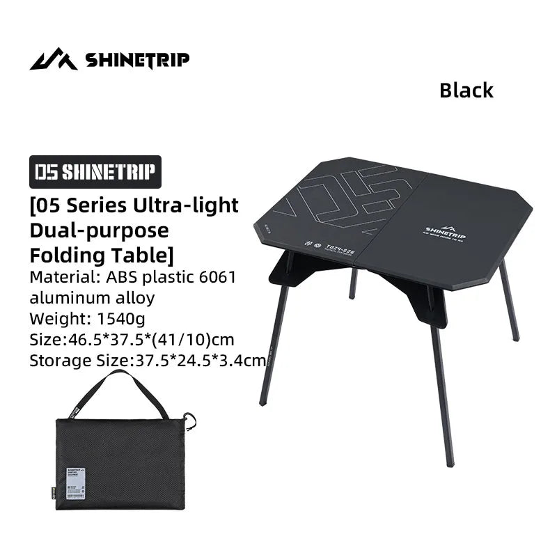 ShineTrip 05 Series Ultralight Dual Purpose Table Outdoor Camping Portable Table Folding Abs Desktop and Aluminum Stand