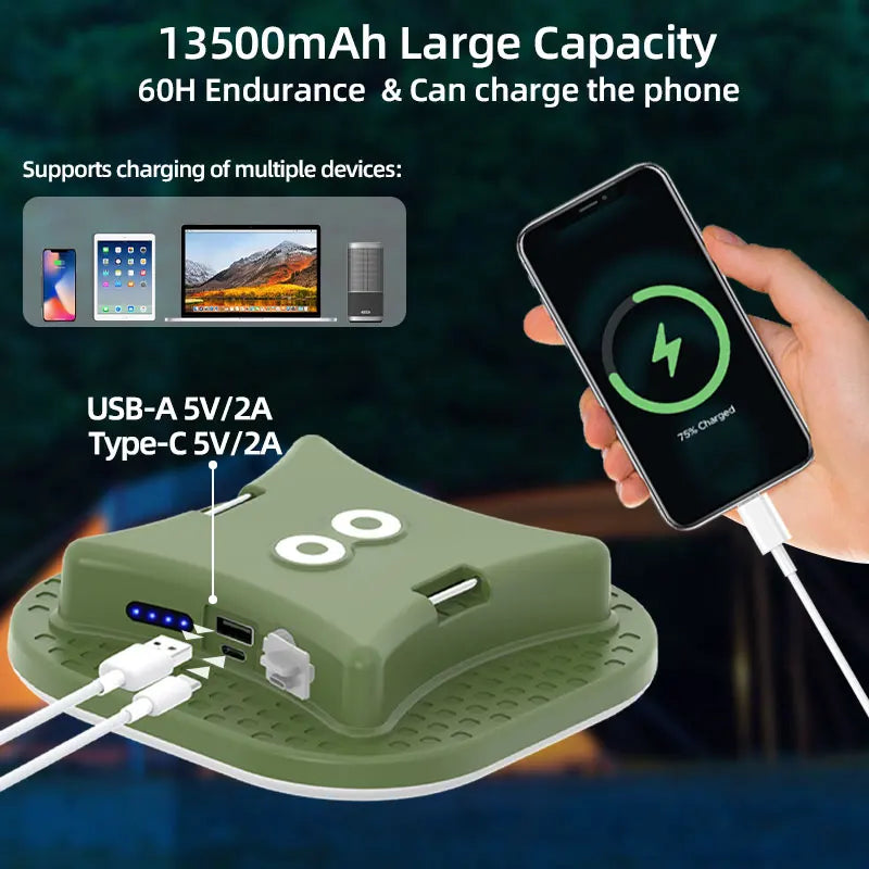 Camping Lantern Rechargeable Smart Light Bluetooth Control by Tuya App Music Sync RGB LED Tent Lighting 13500mAh Outdoor 80W