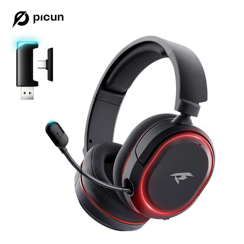 Picun G2 2.4G Wireless Gaming Headset Bluetooth Headphones 5ms Low Latency 7.1 Surround ENC Microphone for PC PS4 PS5 Phone Switch