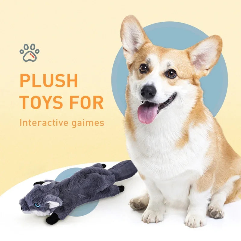 5 Pieces Funny Simulated Animal No Stuffing Dog Toy Set Durable Plush Squeaky Chew Toys for Dogs