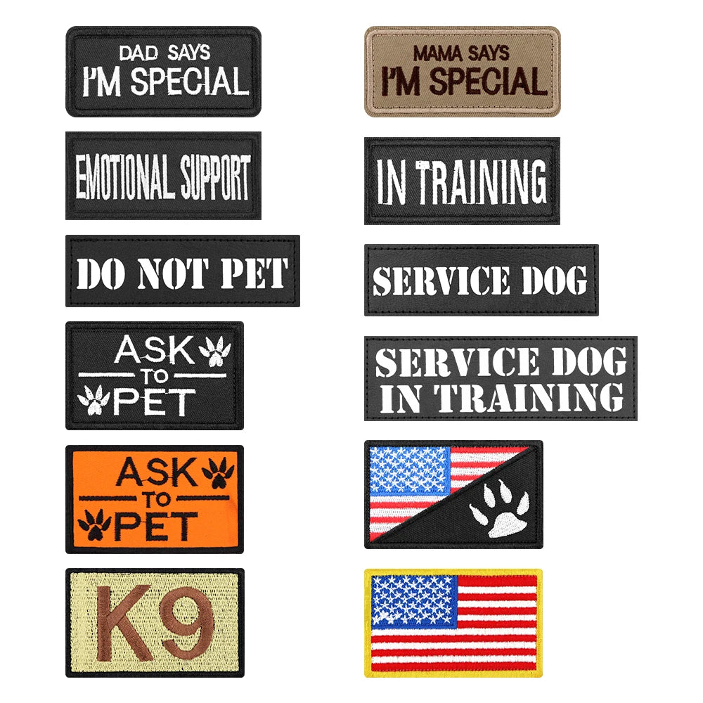Dog Harness Leash Collar Patches Set for Medium Large Dogs Adjustable Tactical Military Vest for Training and Walking