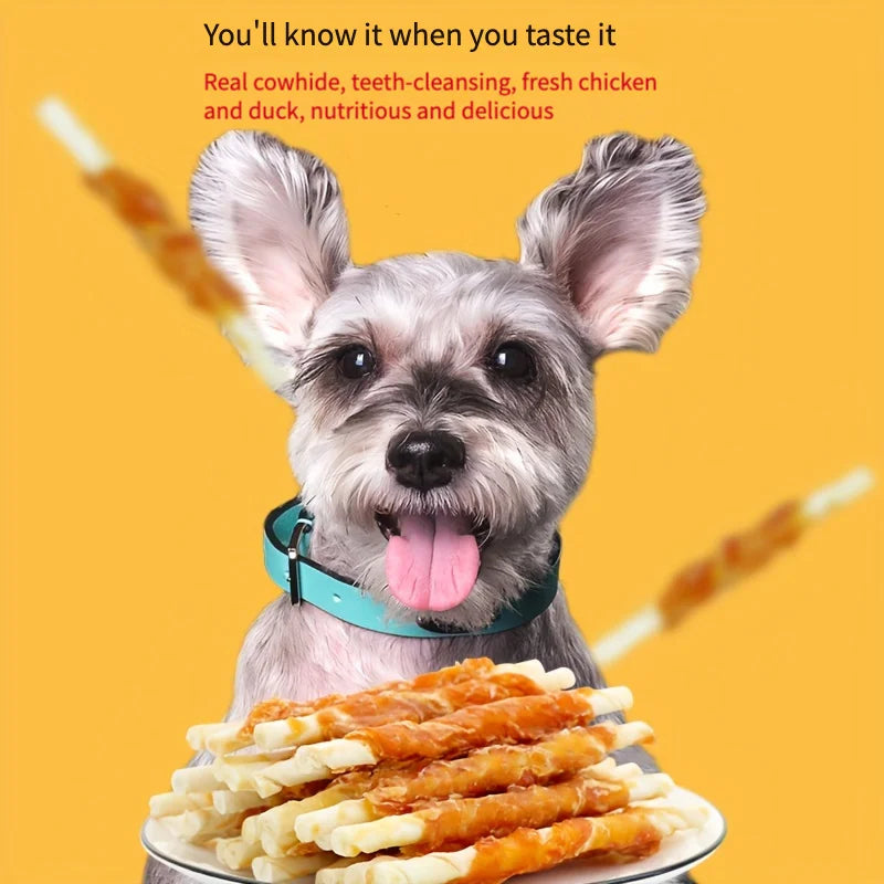 4 Pack Chicken Wrapped Rawhide Sticks 400g Dog Treats for Small Medium and Large Dogs