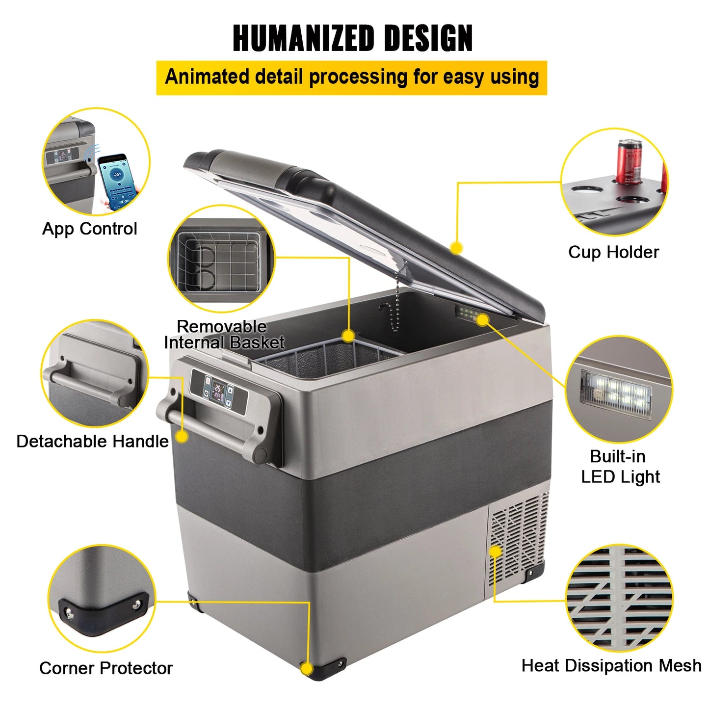 SucceBuy 20L 22L 35L 45L 55L Car Refrigerator Mini Fridge Freezer Portable Compressor Cooler DC 110-240V Ice Box for Camping Rechargeable Battery