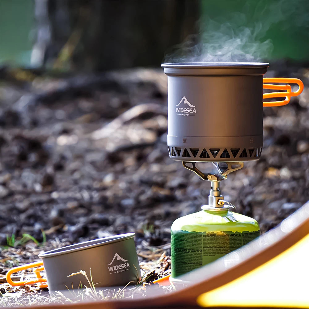Widesea 1.3L 2.3L Outdoor Cooking Set Camping Cookware Kettle Pot Travel Tableware Utensil Equipment