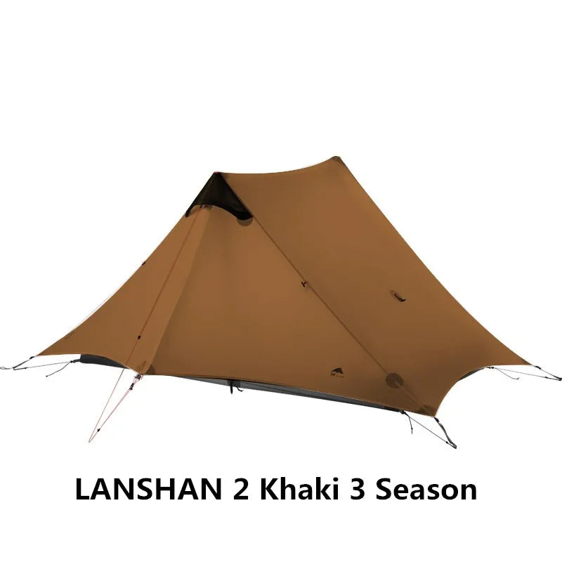 LanShan 2 3F UL Gear Ultralight Camping Tent for 1 to 2 Persons 3 Season and 4 Season Waterproof 15D Silnylon Rodless Design
