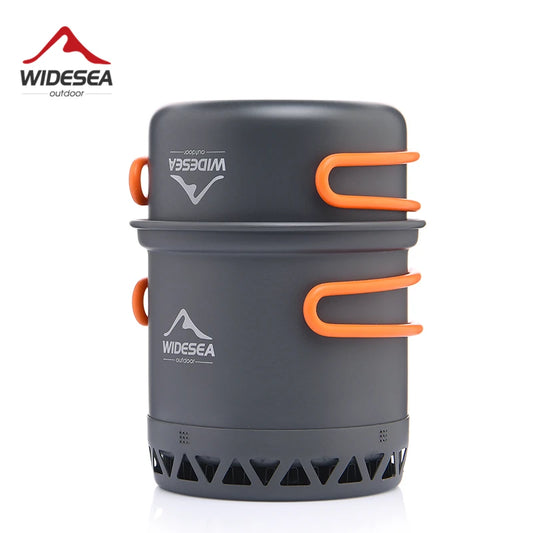 Widesea 1.3L 2.3L Outdoor Cooking Set Camping Cookware Kettle Pot Travel Tableware Utensil Equipment