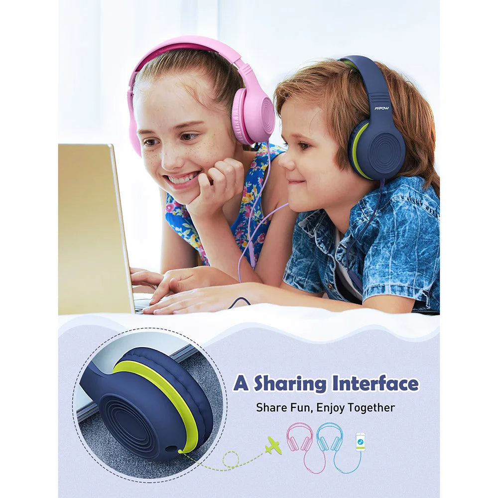 Mpow CH6 Wired Child Headphones Food Grade Material 85dB Volume Limit 3.5mm AUX Port for MP3 MP4 PC Phone Laptops
