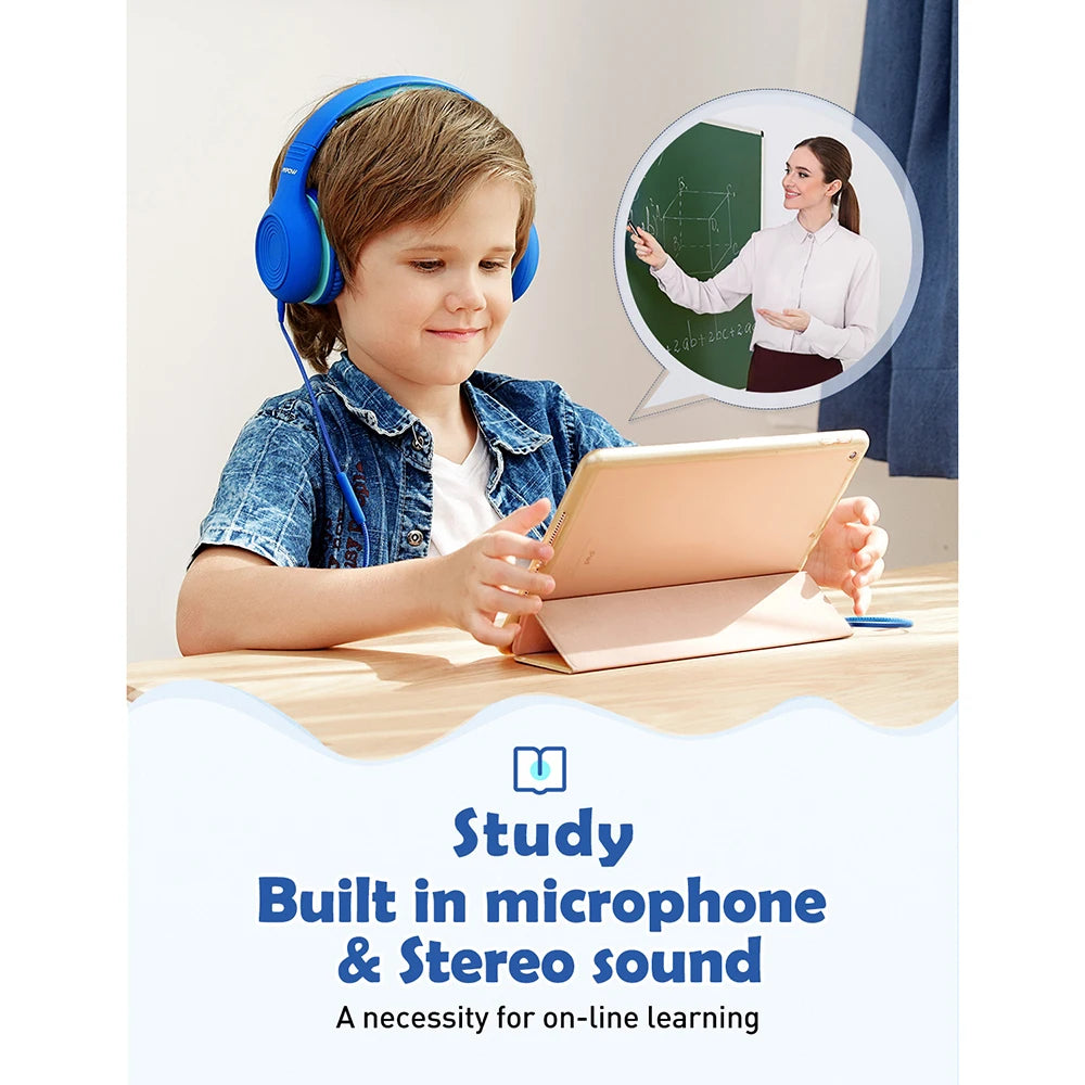 Mpow CH6 Wired Child Headphones Food Grade Material 85dB Volume Limit 3.5mm AUX Port for MP3 MP4 PC Phone Laptops