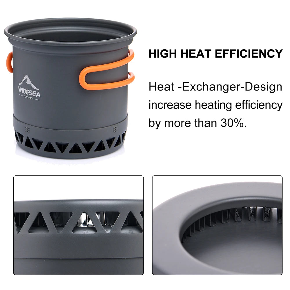 Widesea 1.3L 2.3L Outdoor Cooking Set Camping Cookware Kettle Pot Travel Tableware Utensil Equipment