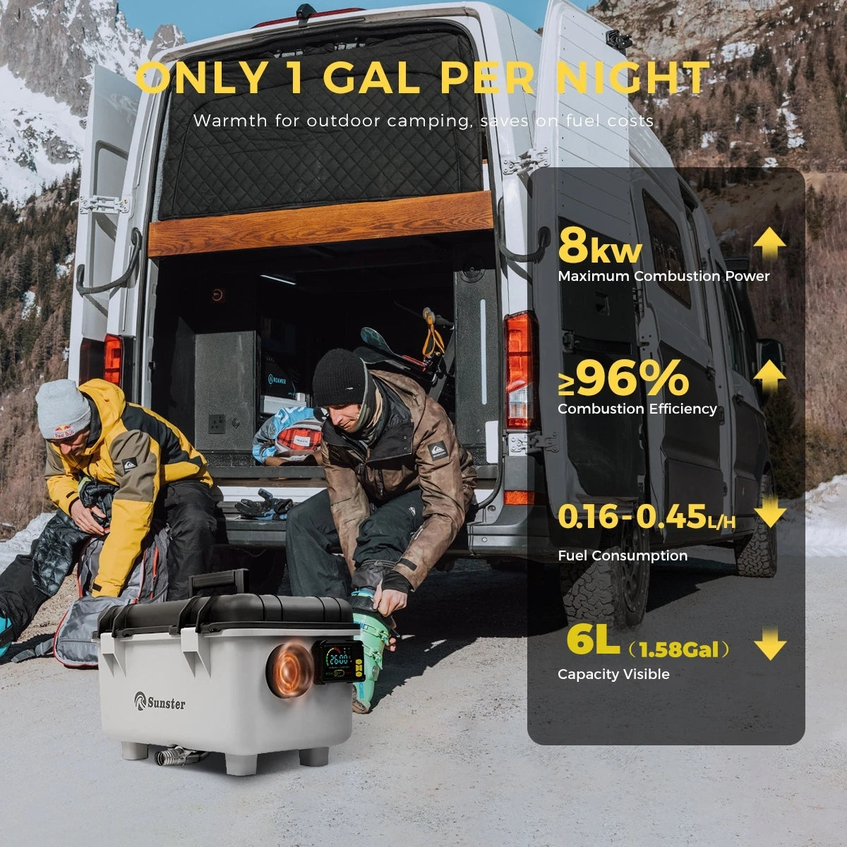 8KW Toolbox 12V/24V/110-240V Diesel Air Heater LCD & APP Bluetooth w/ Altitude Mode Parking Heater For Cars RV Camper tent