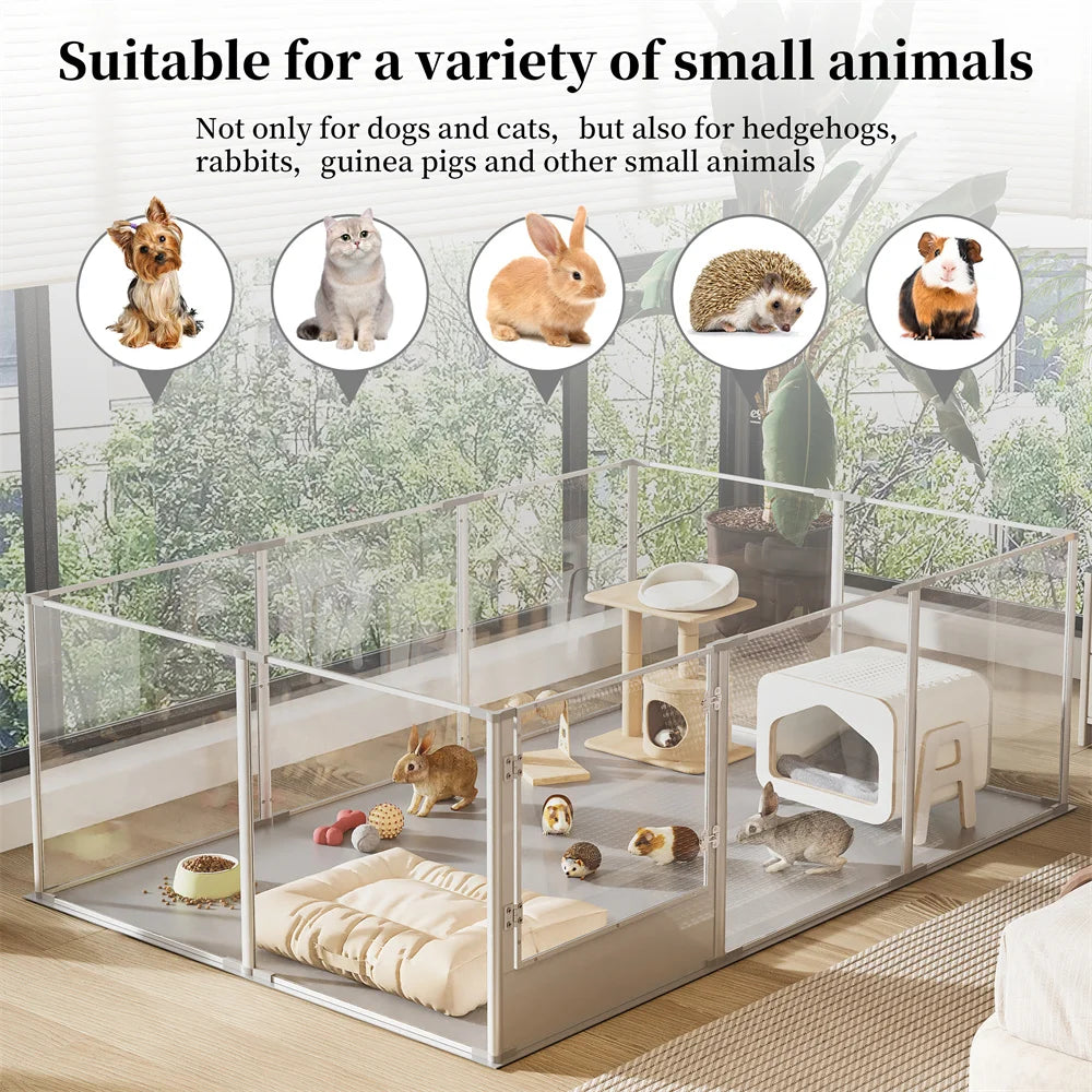 Extra Large 10 Panels Sleek Acrylic Dog Playpen Fence Pet Enclosure Fertility Cage Pet Whelping Box Playground