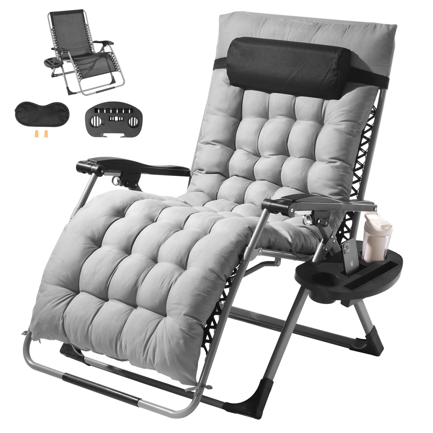 VEVOR Zero Gravity Recliner Lounge Chair Adjustable Anti Gravity Chair with Cushion Footrest and Cupholder