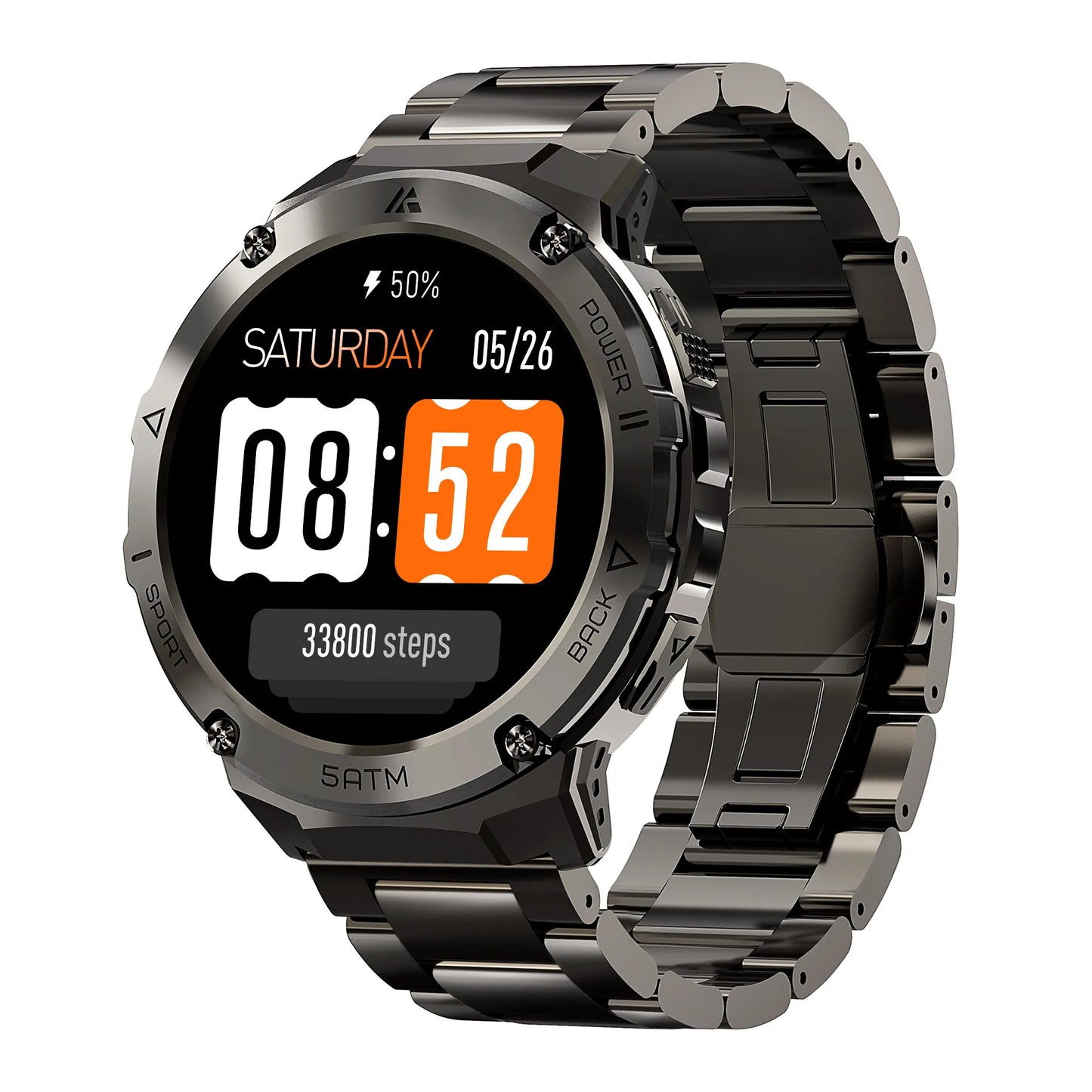 HIDAMEL T3E GPS Smart Watch For Men With Compass Altimeter Altitude Stainless Steel Shell 5ATM IP69K Waterproof 470mAh AMOLED Display