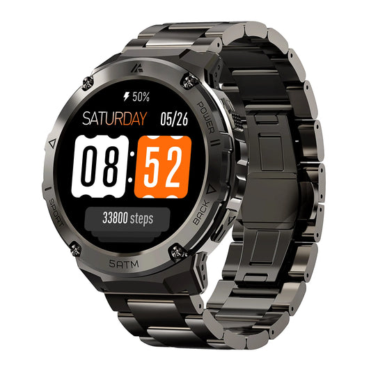 HIDAMEL T3E GPS Smart Watch For Men With Compass Altimeter Altitude Stainless Steel Shell 5ATM IP69K Waterproof 470mAh AMOLED Display