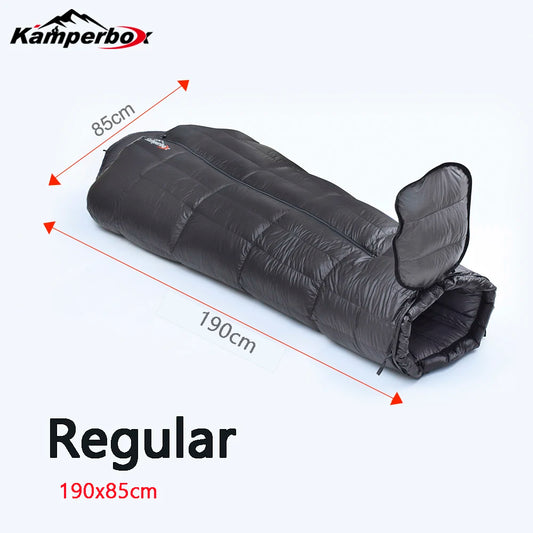 Kamperbox Winter Down Sleeping Bags Ultralight Camping Equipment for Adults Comfortable Temperature Scale Minus Twenty to Minus Thirty Five Degrees Celsius
