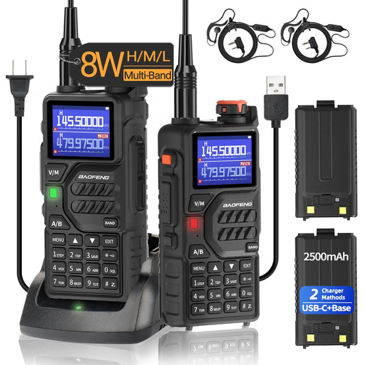 Baofeng UV-K5 Plus Walkie Talkie Multi Band 8W Wireless Copy Frequency 999 Channels NOAA FM Type C Long Range Two Way Ham Radio