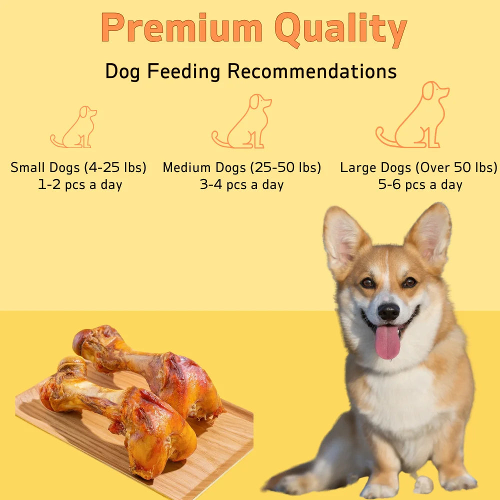 240g Beef Dog Bone for Aggressive Chewers 6 Inch Large and Medium Breed Dog Treat Natural 2 Count