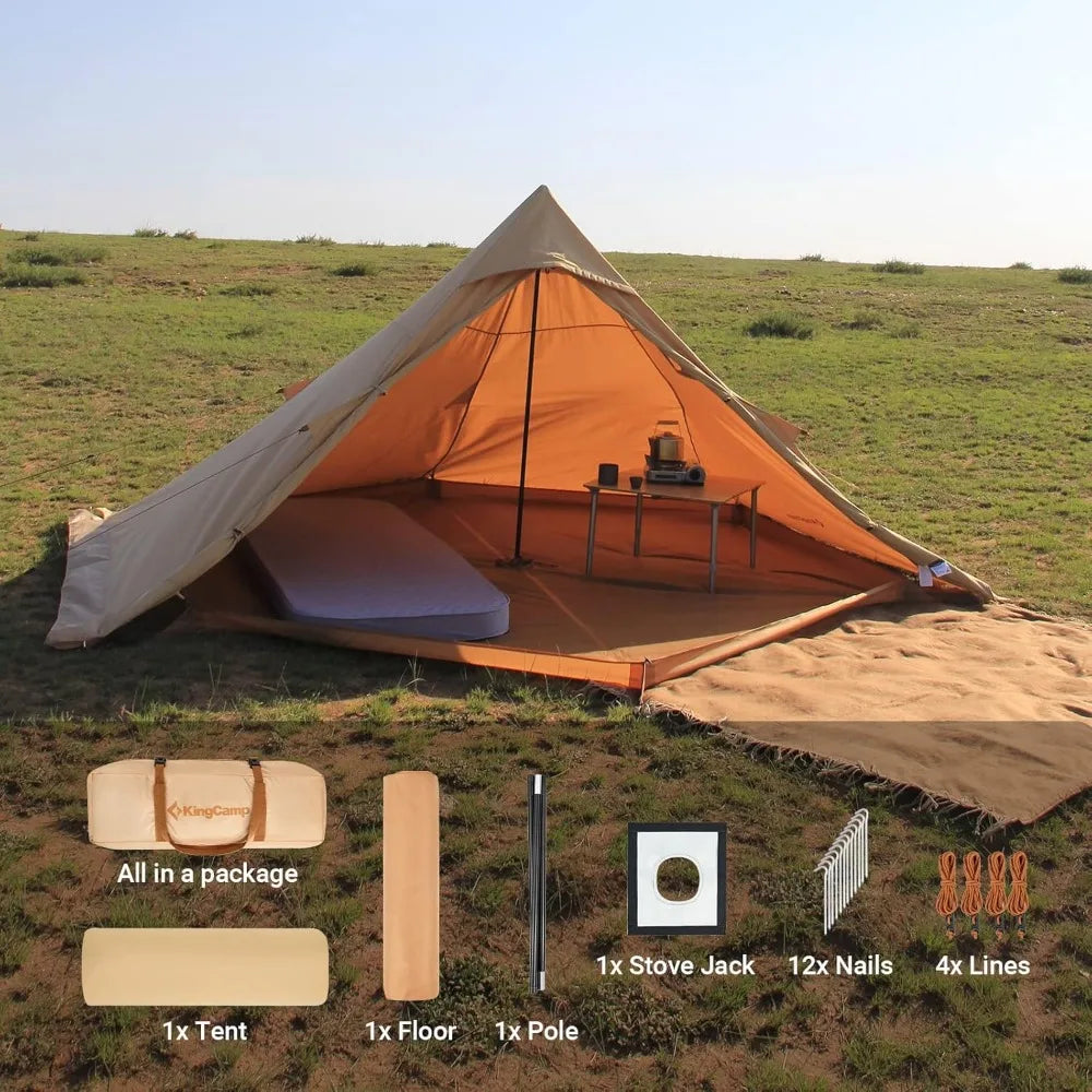 Hot Tent, Lightweight Waterproof & Windproof Tipi Hot Tents with Stove Jack for Outdoor Camping