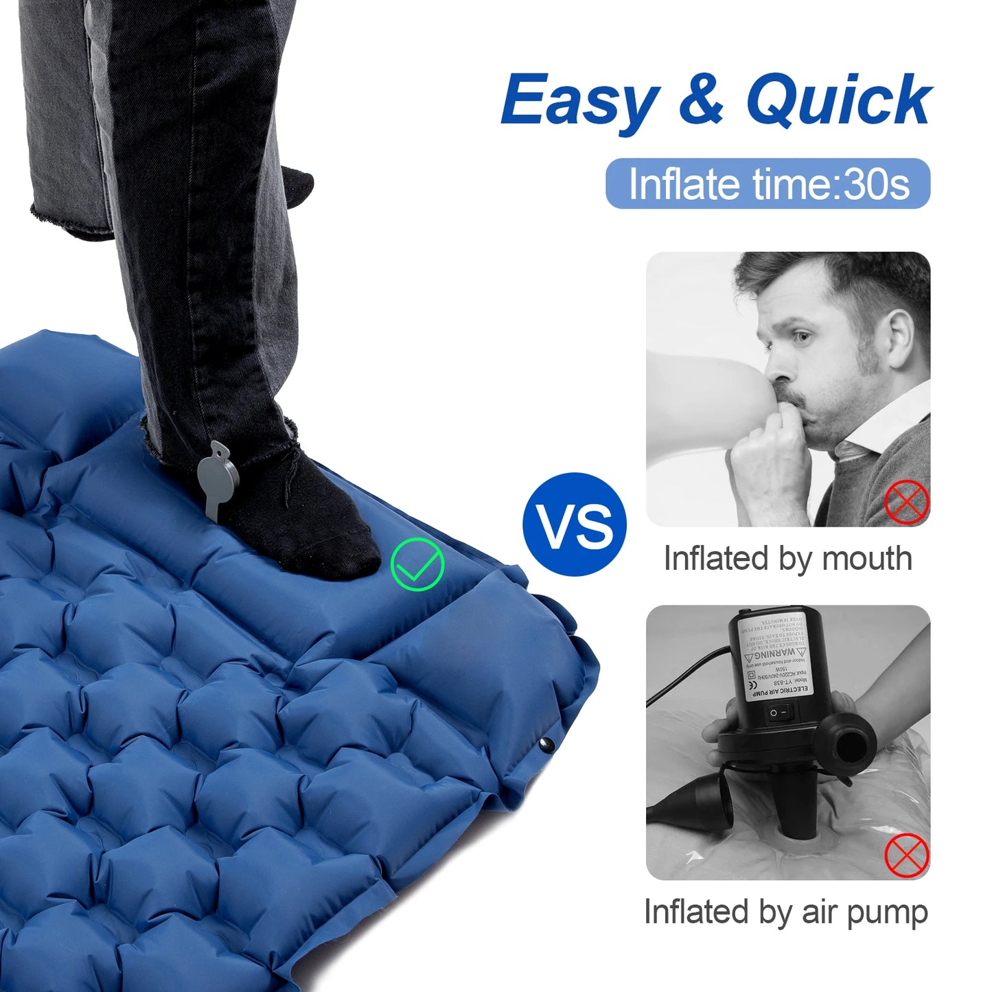 Waterproof Ultralight Air Mattress with Pillow Insulated Air Mat Outdoor Inflatable Sleeping Pad Lightweight TPU