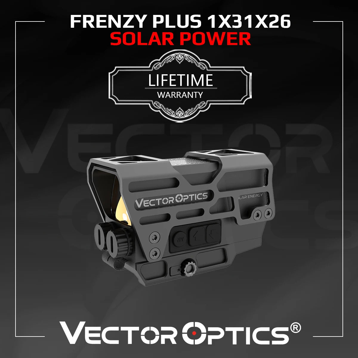 Vector Optics Frenzy Plus 1x31x26 Solar Power Red Dot Sight Up to 80000 Hours Battery Life with Motion Sensor for AR15 Series