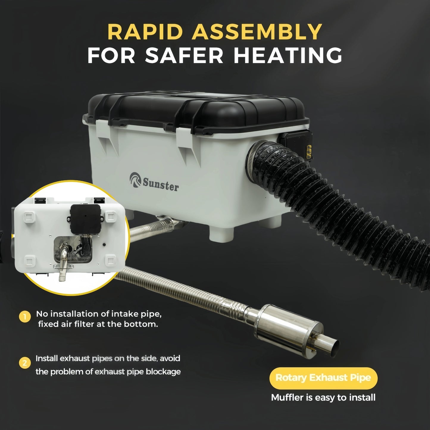 8KW Toolbox 12V/24V/110-240V Diesel Air Heater LCD & APP Bluetooth w/ Altitude Mode Parking Heater For Cars RV Camper tent