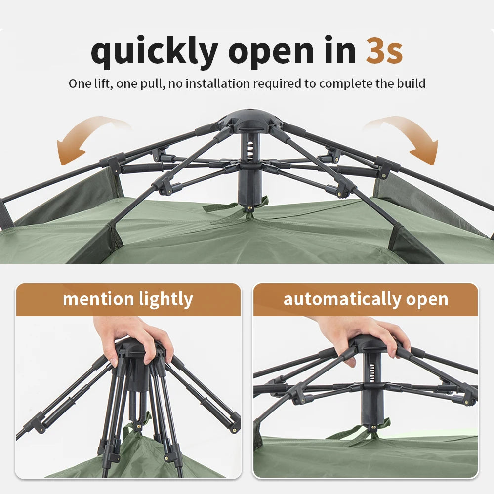 Naturehike Camping Automatic Tent One Touch Waterproof Roof Top Tents Double Door 3 Person Tent Outdoor Beach Fish Shelter Tent