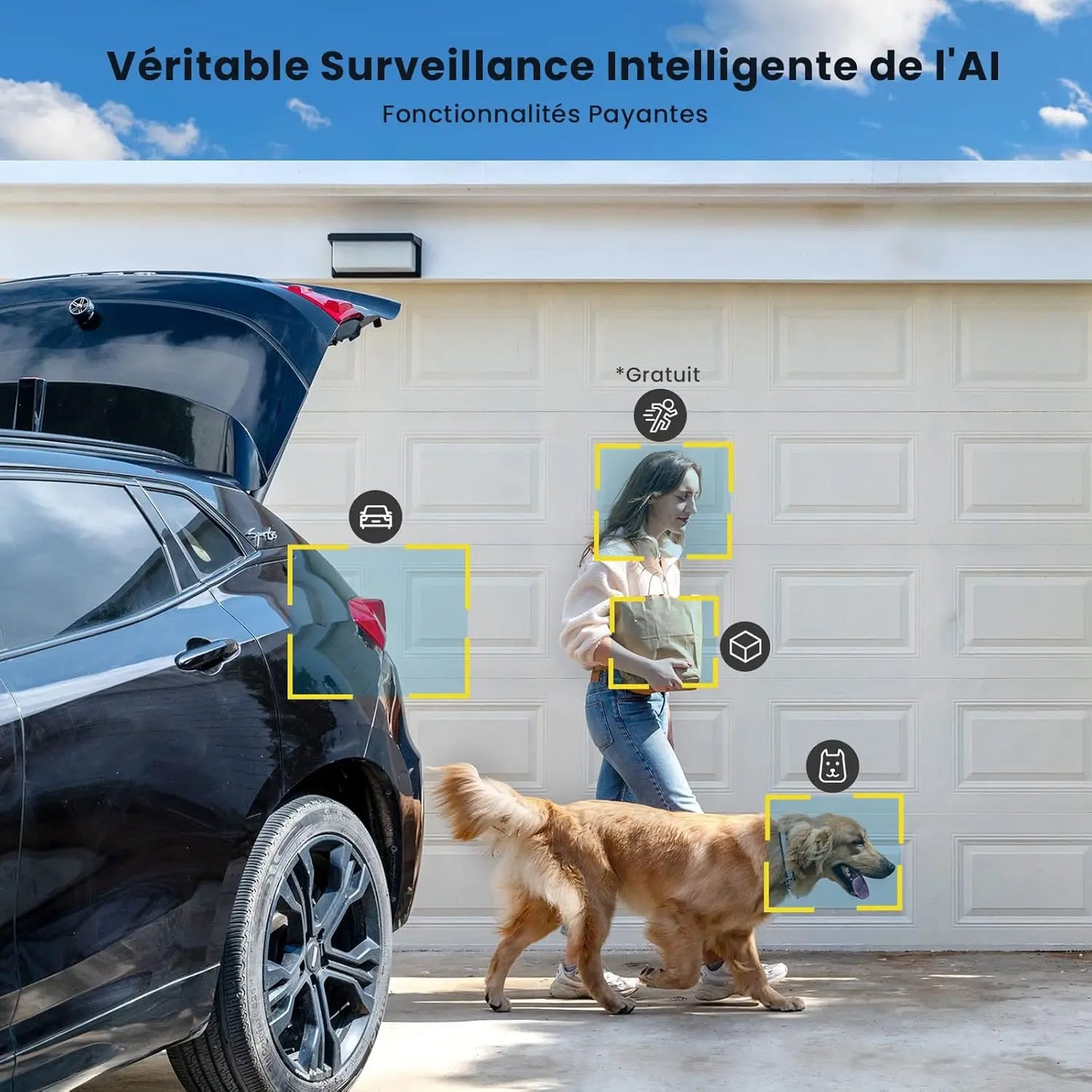 ieGeek 5MP Wireless Outdoor WiFi Surveillance Camera, Solar Camera, 360 Degree Camera, Human PIR Detection, Colour Night Vision