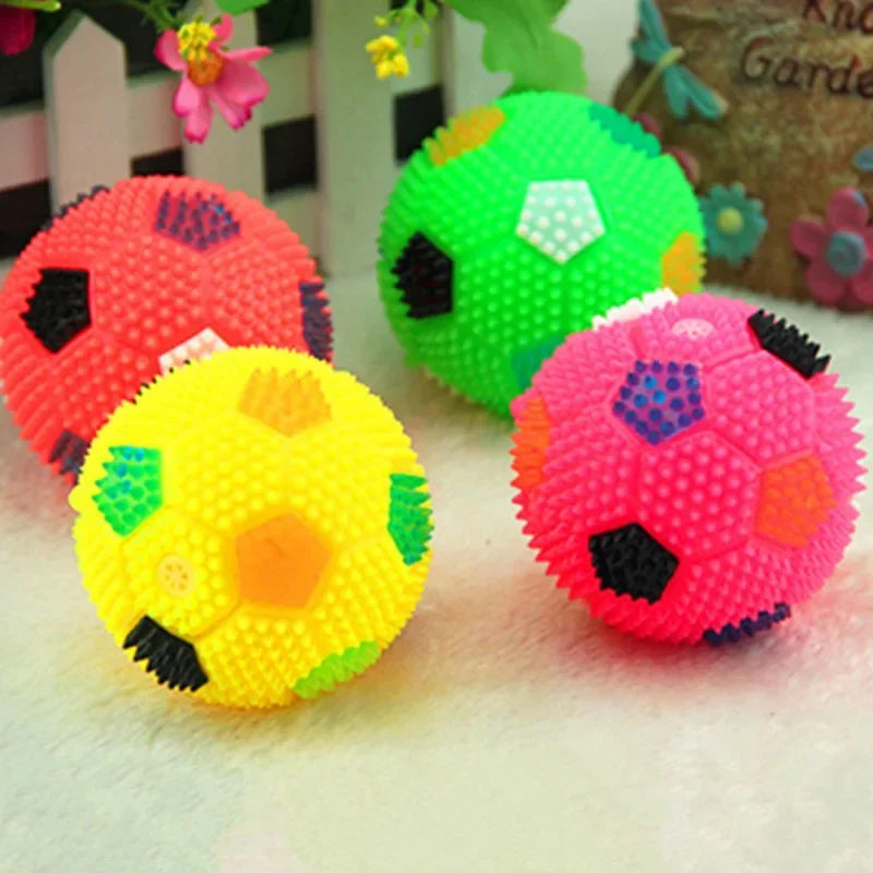 LED Light Squeaky Pet Dog Ball Toy for Small Dogs Rubber Chew and Tooth Cleaning Puppy Toy