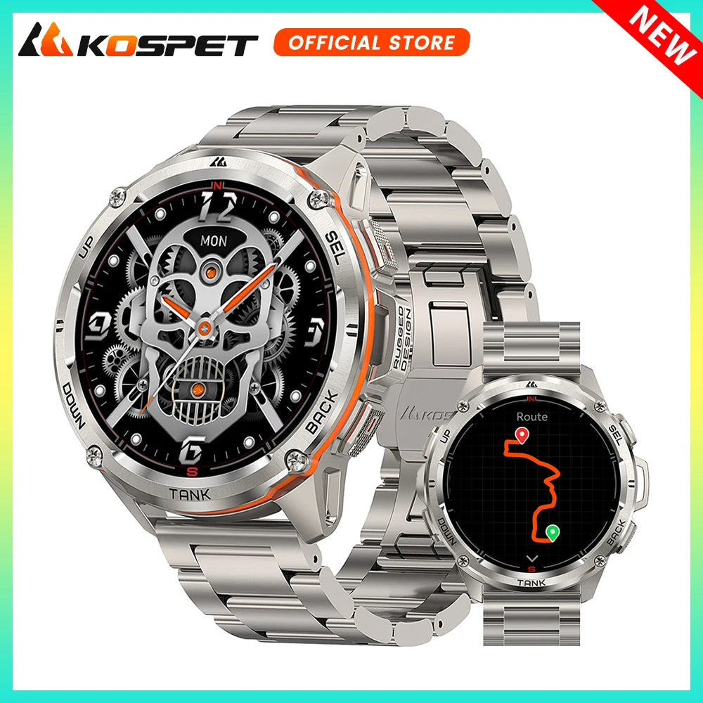 KOSPET Tank T3 Ultra GPS Smart Watch For Men with Altimeter Compass Barometric 470mAh Battery 60 Days Bluetooth Call and IP69K Waterproof