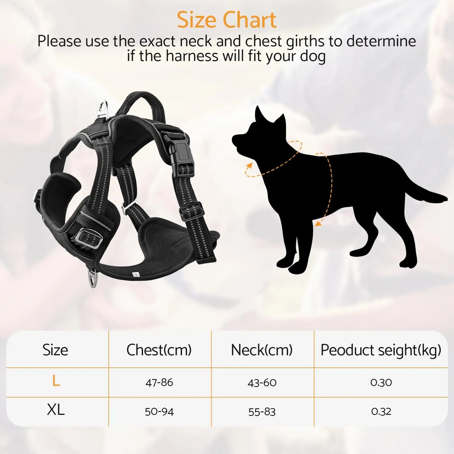 No Pull Adjustable Dog Harness for Large Dogs with 2 Leash Clips Reflective No Choke Soft Padded Vest with Breathable Mesh
