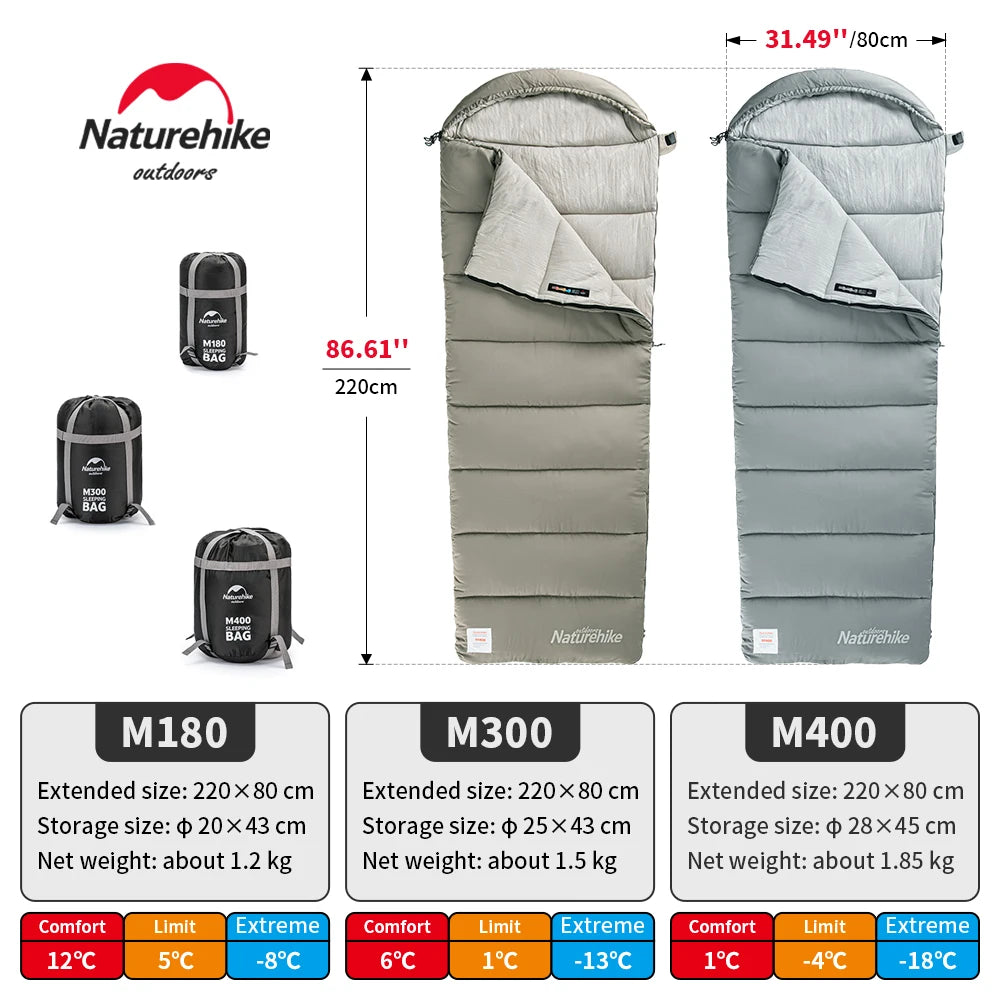 Naturehike M180 Lightweight Sleeping Bag M300 Double Sleeping Bag M400 Winter Sleeping Bag Machine Washable