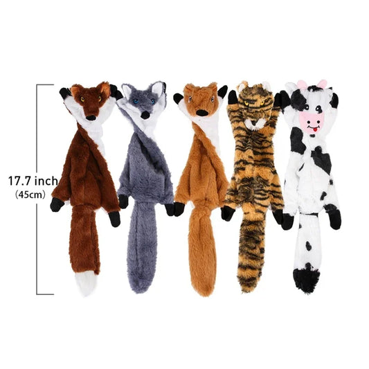5 Pieces Funny Simulated Animal No Stuffing Dog Toy Set Durable Plush Squeaky Chew Toys for Dogs