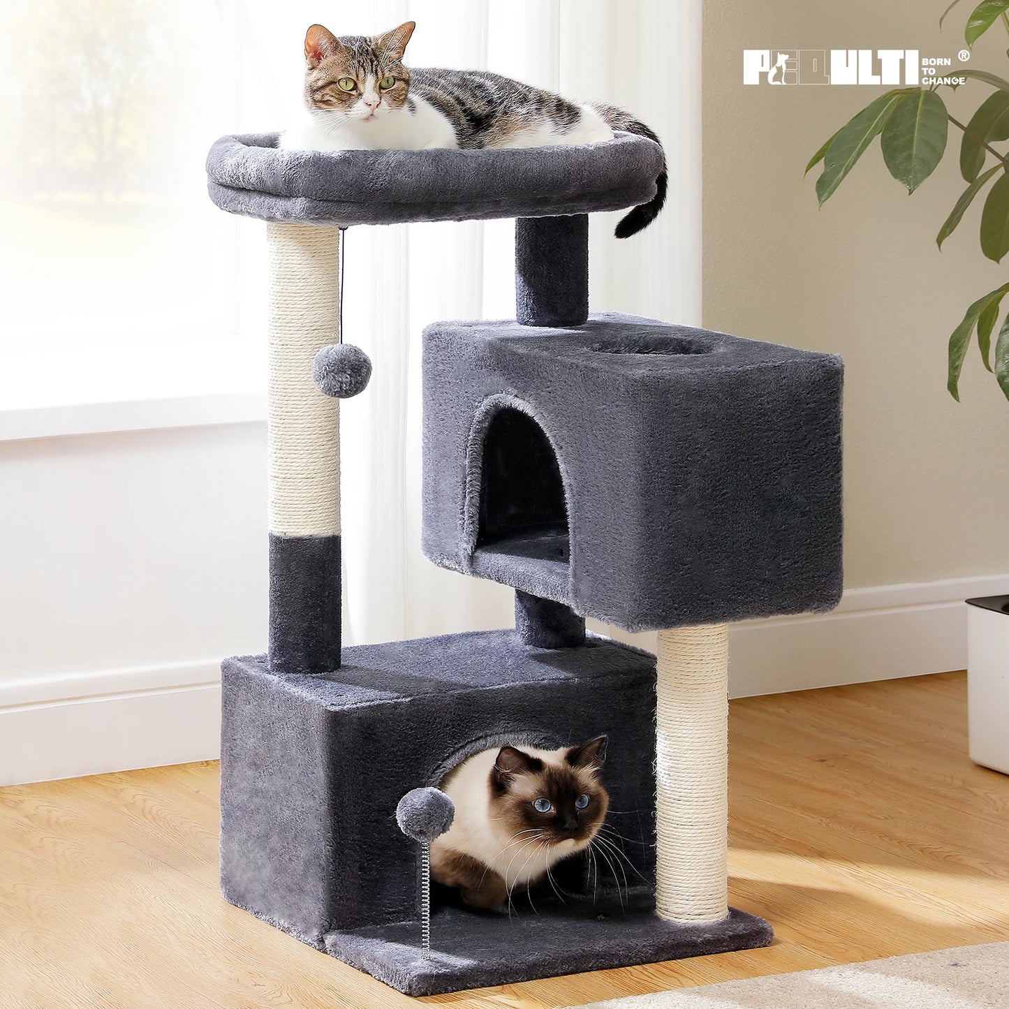Large Cat Tree for Indoor Cats Multi-Level Cat Tower with Spacious Condos Sisal Scratching Pad Kitten House Accessories Cat Toys
