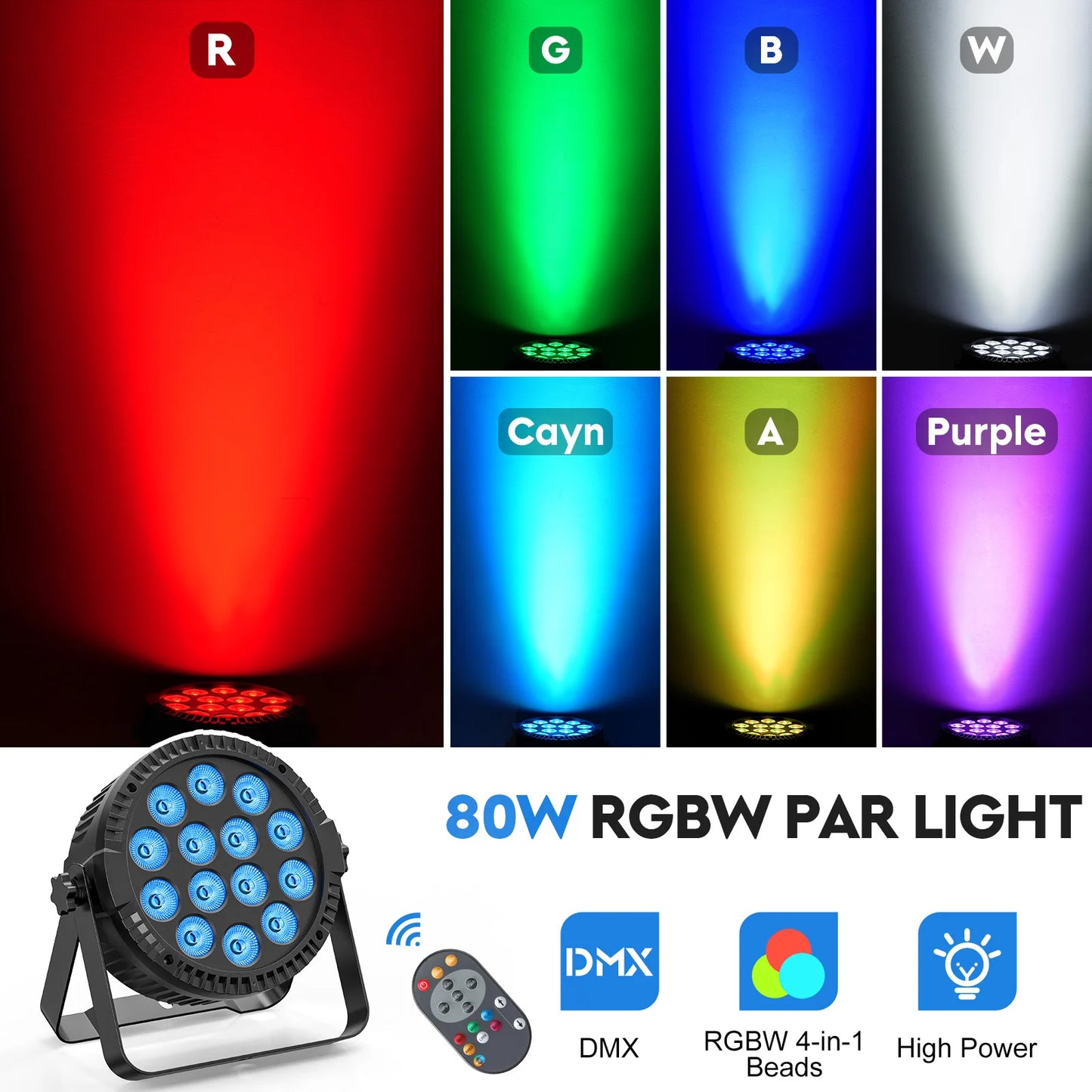 U'King 4PCS 80W Par Light 4in1 RGBW 14 LED Stage Effect Light DMX512 Remote Control Flat Light for KTV DJ Disco Bar Stage Light