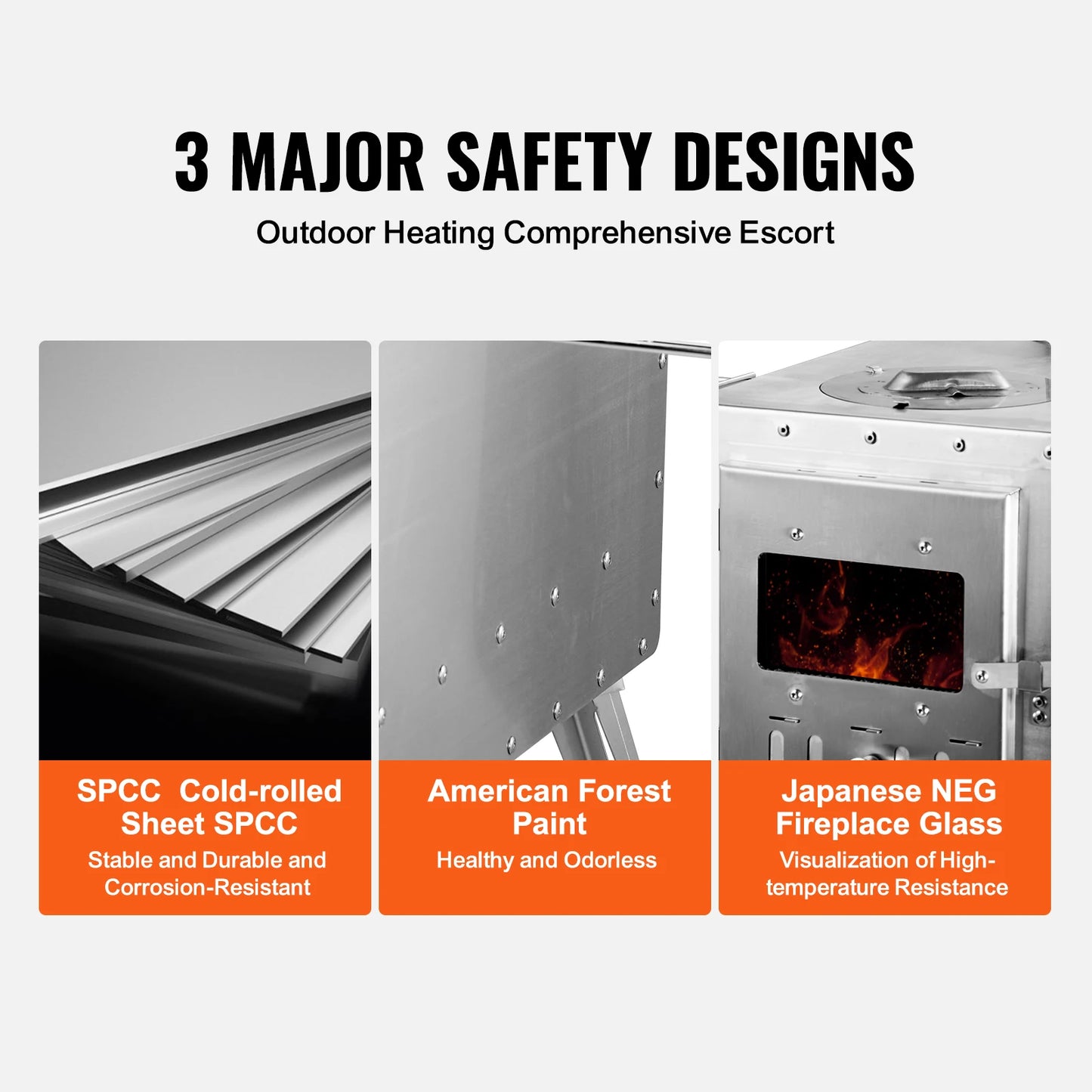 VEVOR Wood Stove 86 Inch Stainless Steel Camping Tent Stove Portable Wood Burning Stove with Chimney Pipes and Gloves