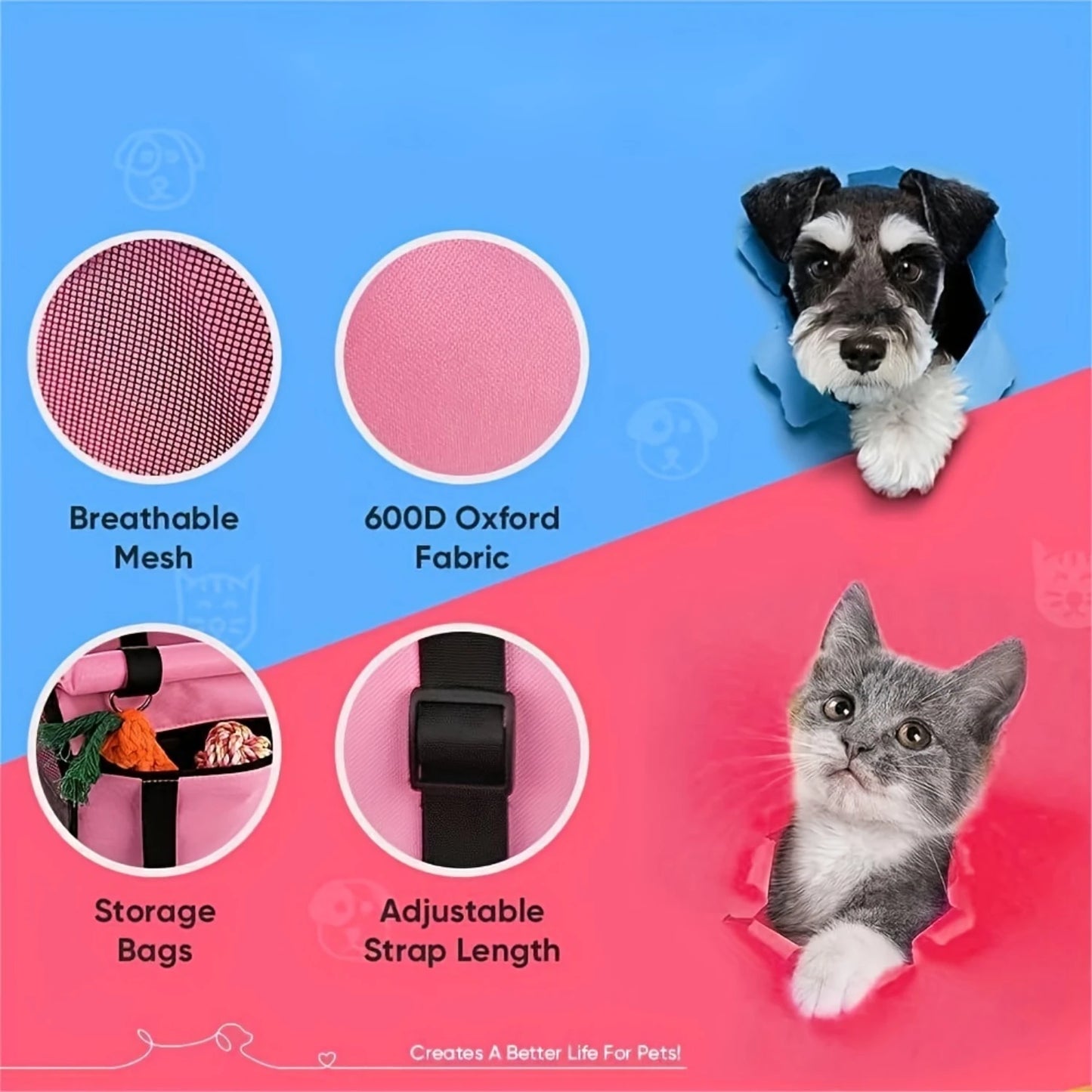 Pet Car Booster Seat For Dog And Cat Portable Breathable Bag With Seat Belt Safety Stable For Travel