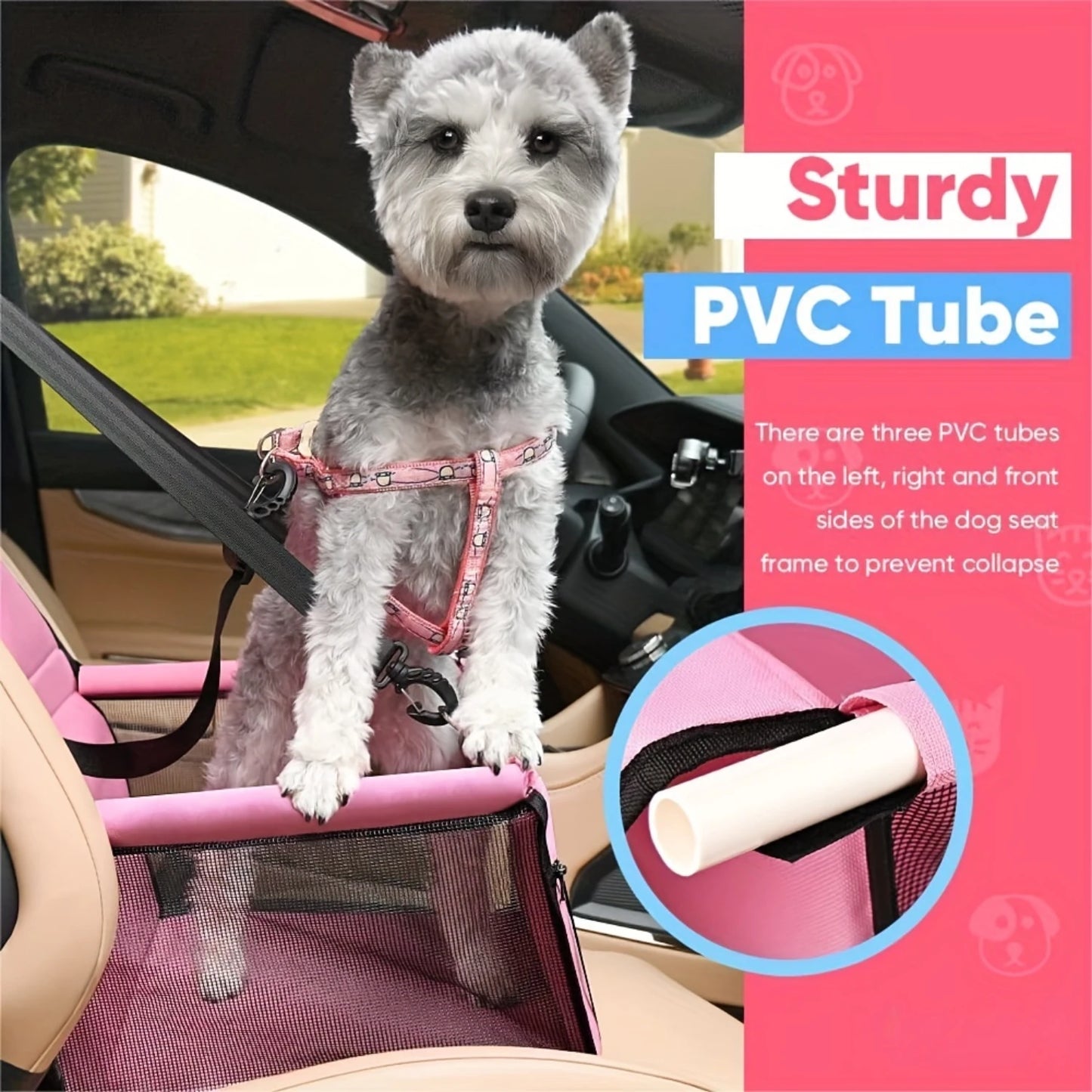 Pet Car Booster Seat For Dog And Cat Portable Breathable Bag With Seat Belt Safety Stable For Travel