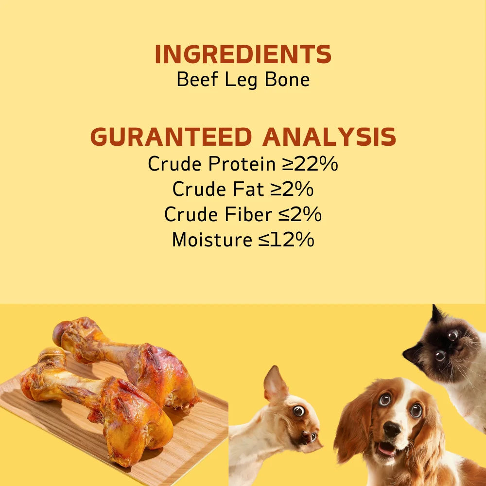 240g Beef Dog Bone for Aggressive Chewers 6 Inch Large and Medium Breed Dog Treat Natural 2 Count