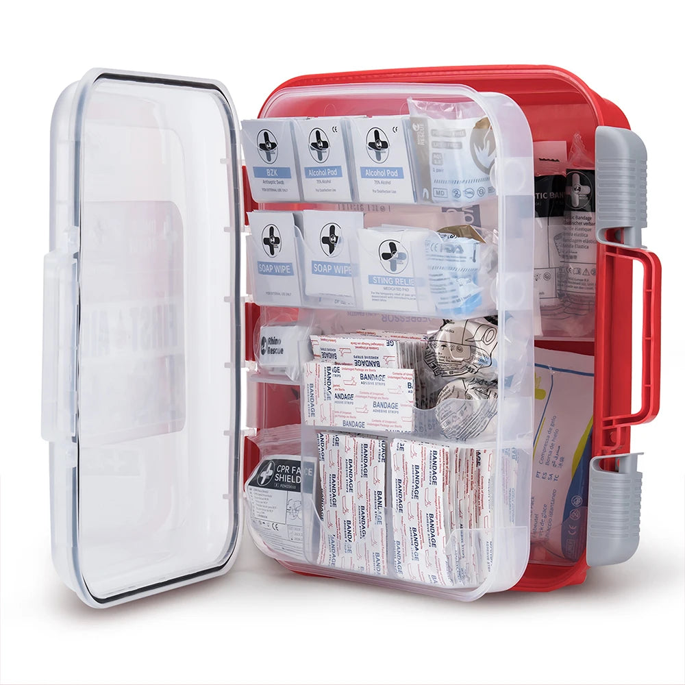 Rhino Rescue 350 Pieces OSHA All Purpose First Aid Kit Home and Office Medical Supplies for Emergency and School