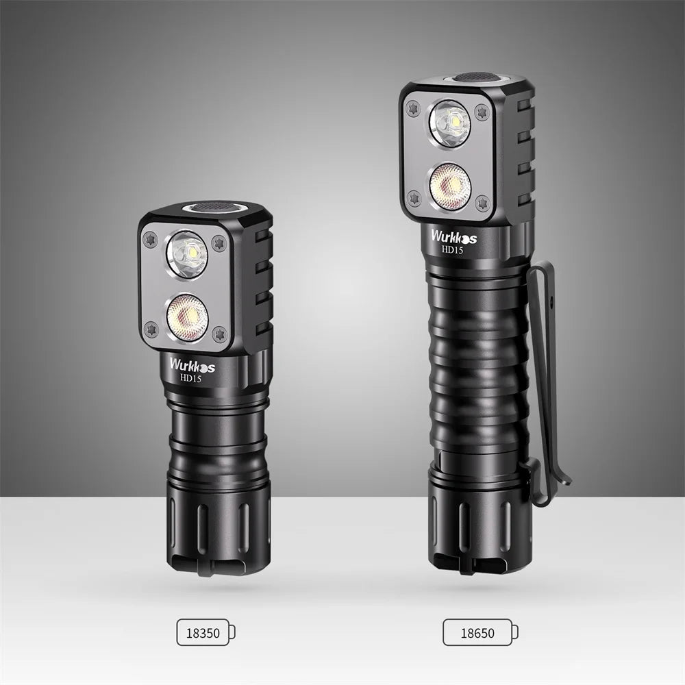Wurkkos-HD15 Headlamp 2A Rechargeable 18650 2000lm Dual LED LH351D SST20 USB Reverse Charge IP68 Waterproof Angle Flashlight