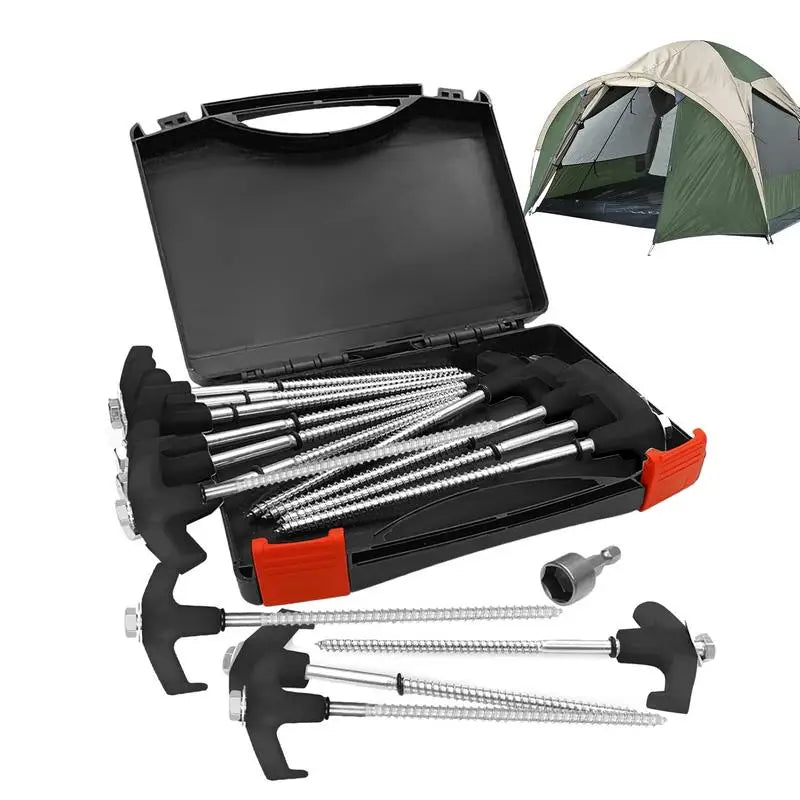 15 Pack Heavy Duty Metal Tent Stakes Spiral Ground Anchors for Camping and Outdoor Use