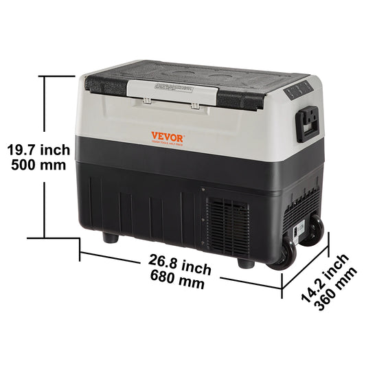 VEVOR Portable Foldable Handle Car Refrigerator 35L 45L 55L with Wheel Compressor Freezer for Camping Picnics Travel and Home