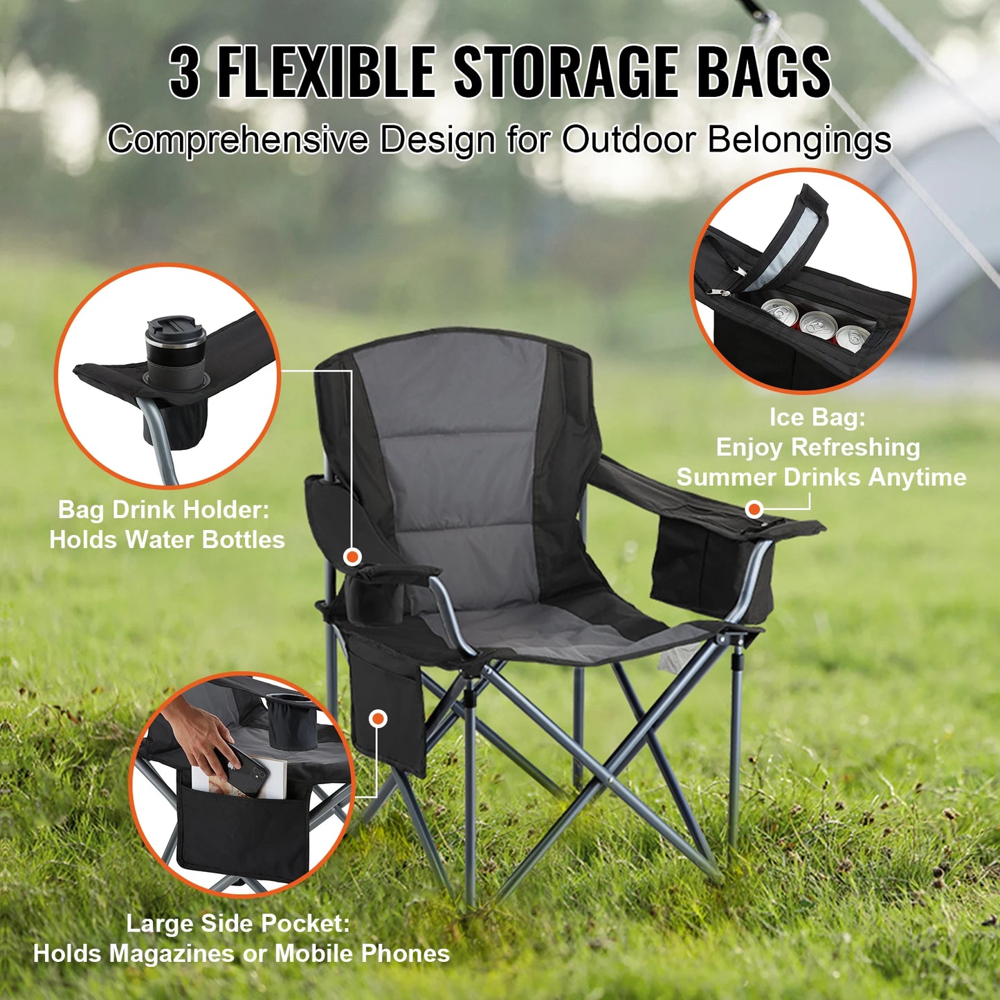 SucceBuy Outdoor Camping Chair 350lbs High Load Ultralight Folding Portable Beach Hiking Picnic Travel Seat Fishing Tool