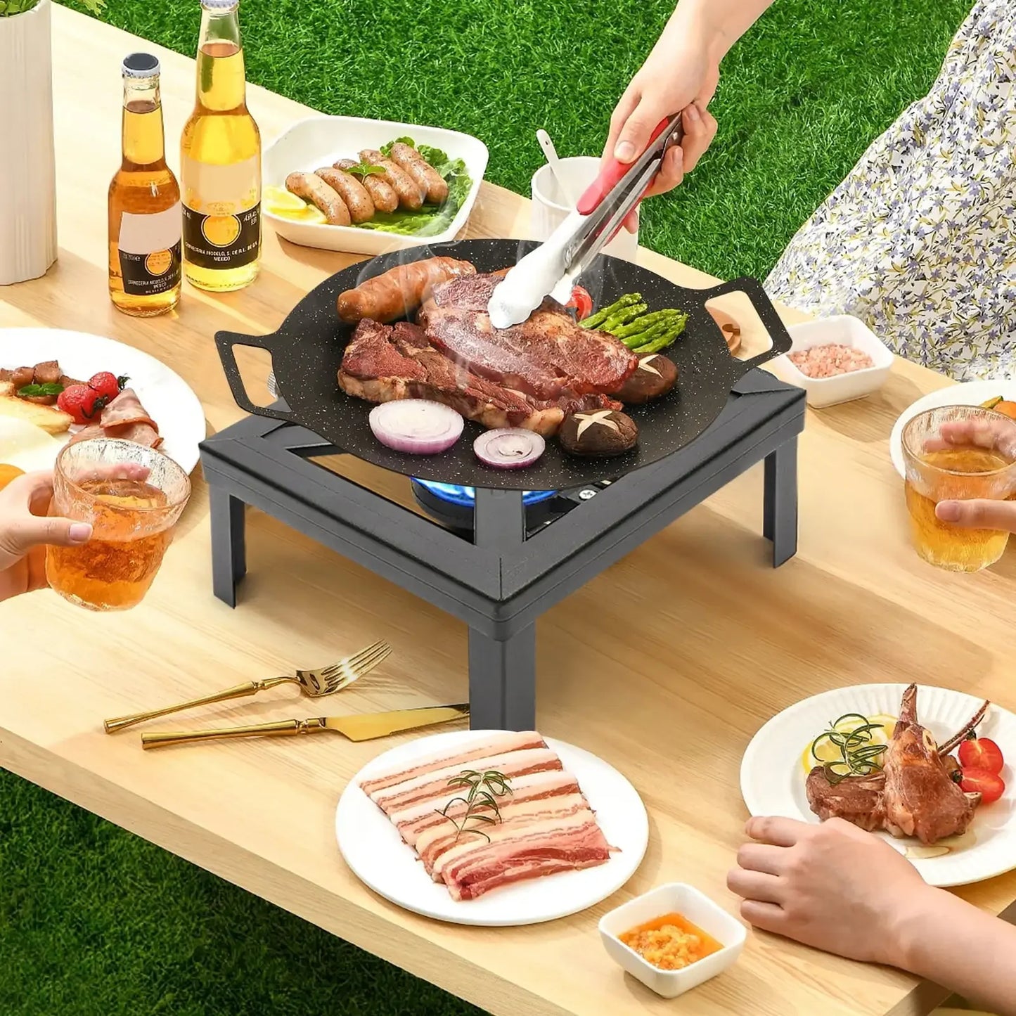 Outdoor Camping Gas Stove BBQ Propane Cooker Portable Single Burner with Adjustable Regulator 8000W