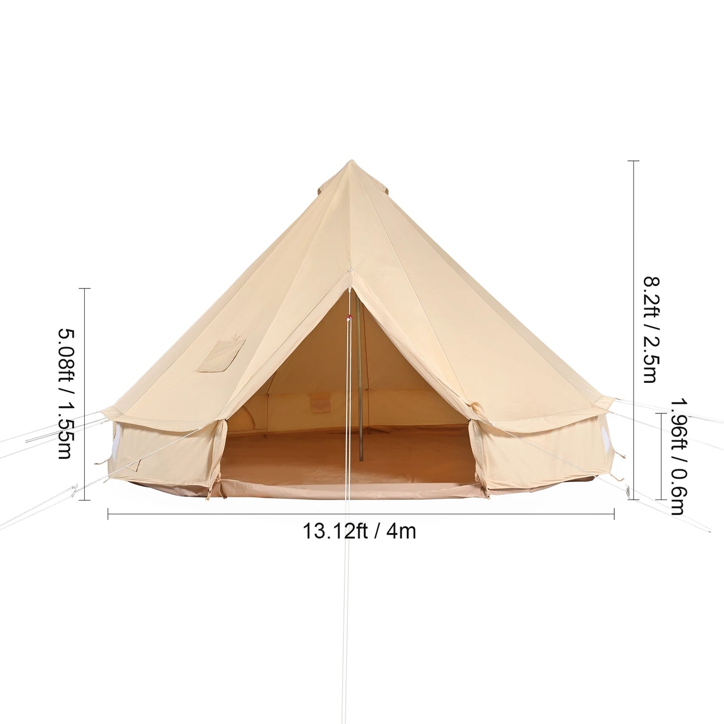 SucceBuy Canvas Bell Tent 4 Seasons 13.12 ft Yurt Tent Canvas Tent for Camping with Stove Jack Breathable Tent Holds 6 People